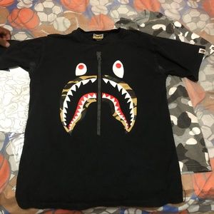 Black Camo Bape Shark Mouth Shirt WITH RECEIPT
